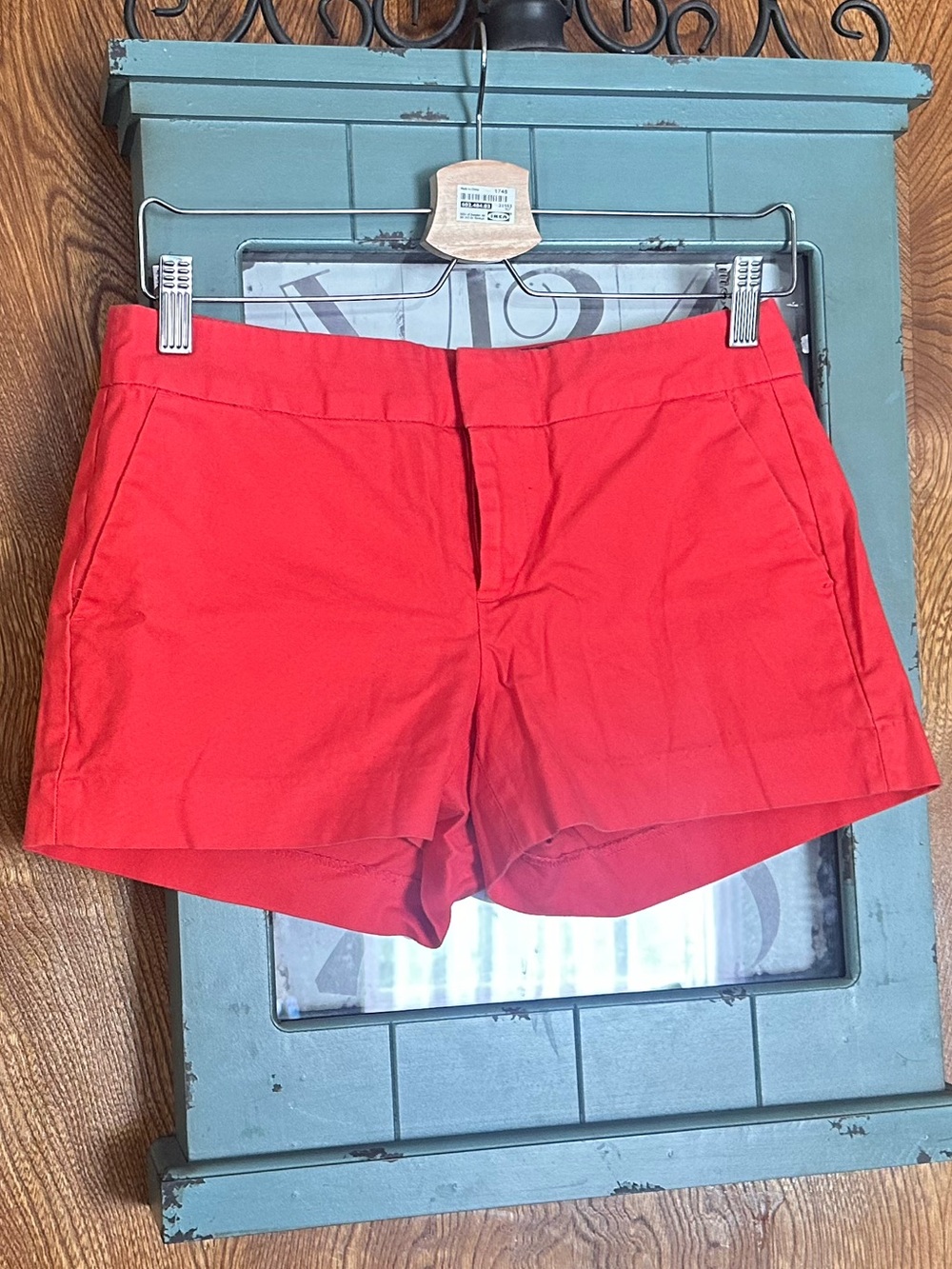 Banana Republic Bright Coral High-Waist Cotton Blend Shorts